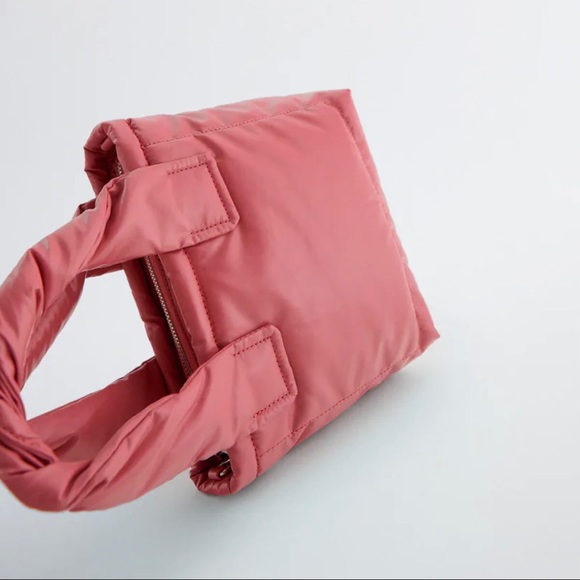 NEW WITH TAG ADORABLE ZARA Puffy Pink Mini Quilted Tote Crossbody Purse - Picture 4 of 5